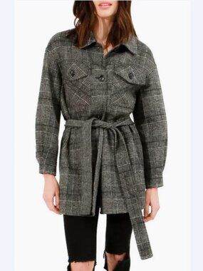 NWT $269 Belle & Bloom 'Back Together' Plaid Wool-Blend Jacket/Shacket, Sz L